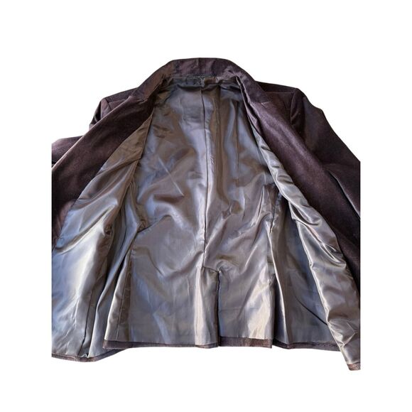 Vintage Briggs New York Chocolate Brown Velvet Velour Blazer Size 12 - Picture 4 of 10